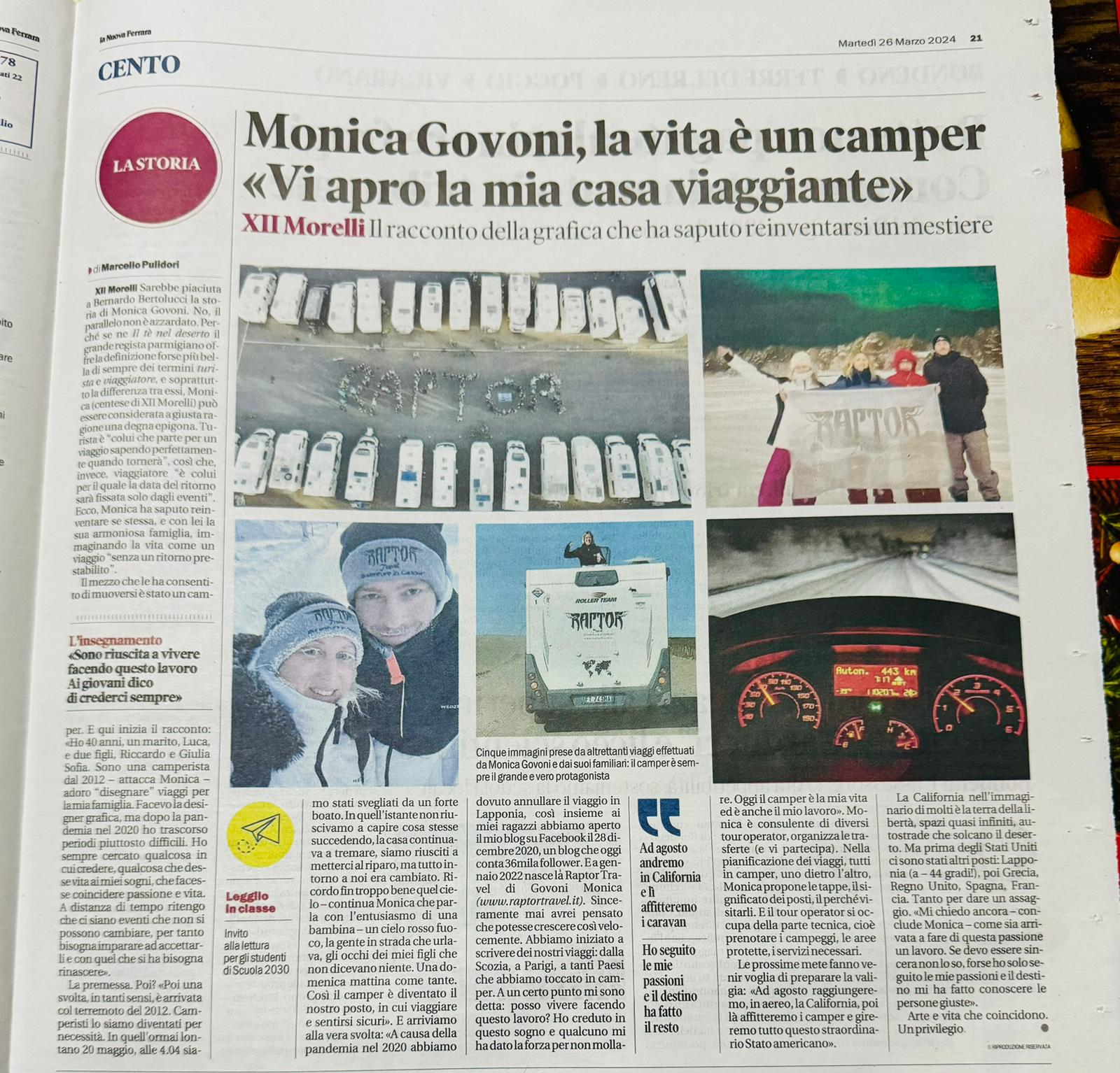 Monica Govoni, la vita e un camper